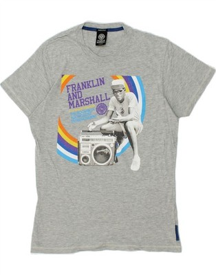 FRANKLIN MARSHALL Herren Grafik T-Shirt Oberteil Large Grau Baumwolle AZ04