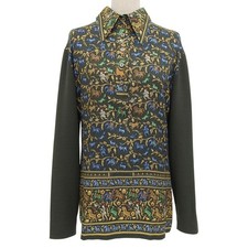Herm s CHASSEEN INDE Silk Long Sleeve Polo Shirt M - DUTY FREE