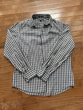 Express Men s Modern Fit Button Down, Size Medium, Neck 15-15 1/2, Black Check