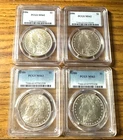 1886-P MORGAN SILVER DOLLAR MS 63 AND MS62 4 COIN LOT