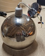 Chrome Smoked Glass Globe Pendant Light Shade with Bulb Holder, Silver/Clear