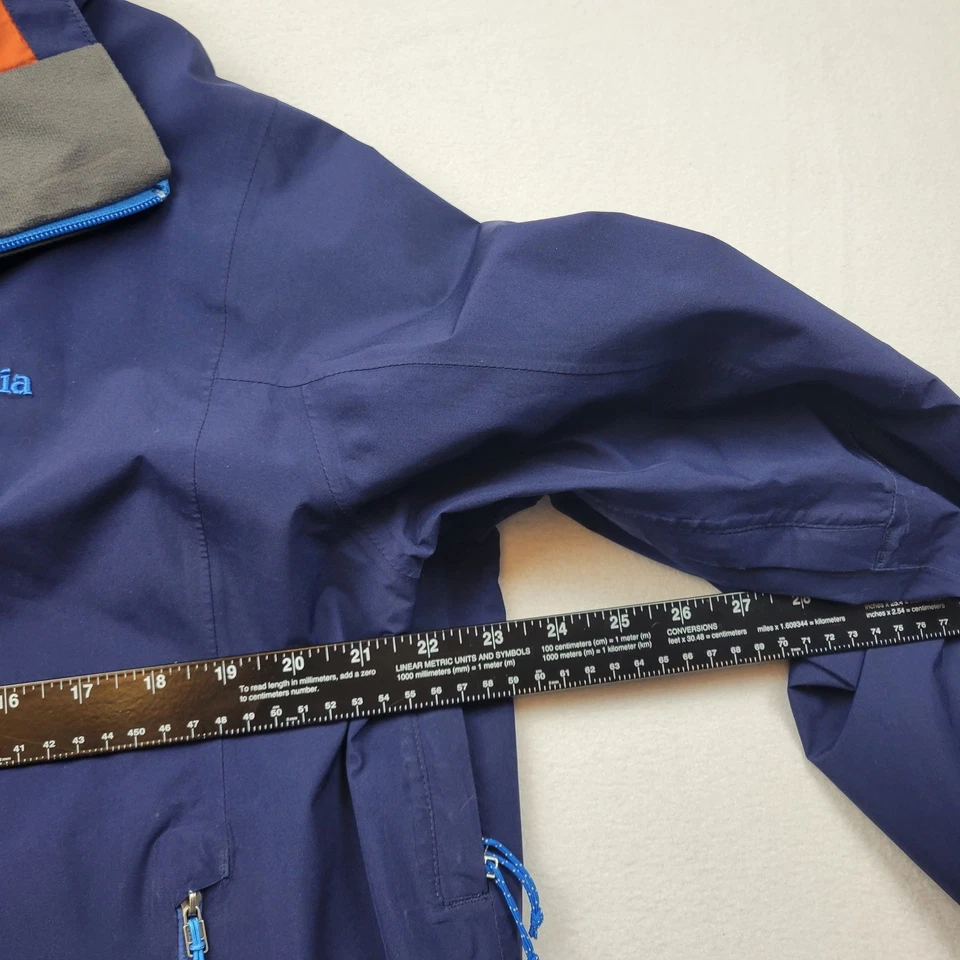 Jaqueta masculina Patagonia Violet Gore-Tex grande azul com capuz impermeável concha - Imagem 2 de 4