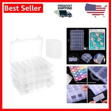 Versatile 4 Pack Transparent Bead Organizer with Adjustable Dividers  Labels