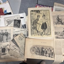 MASSIVE lot Of 1890s Bicycle Ephemera Newspaper Clippings Ads Cycling Culture