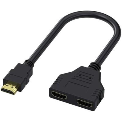 HDMI Splitter Adapter 1 in 2 Out, 1080P, Gold-Plated, Compatible with PCs HDTVs