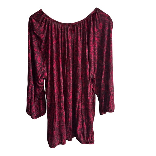 Michael Kors Plus Size Printed Blouse Top Red 2X - Picture 7 of 10