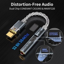USB C to 3.5mm Headphones Adapter, Dual Chip CX31993 MAX97220 DAC Dongle with...