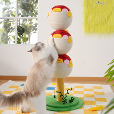 Cute Puffer Fish-shaped Cat Climbing Frame, Three-tier Climbing Tower With Base,