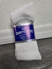 CSM Diabetic Socks White - Loose Fit Top, Made in USA Socks Shoe Size 5-9