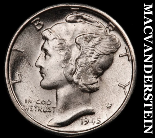 1945-D Silver Mercury Dime-Choice Gem Brilliant Unc ++++ FSB No Reserve #G7530