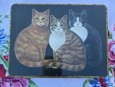 Kitty Cat Storage Tin Note Box 1995 Steven Lawrence Vintage Stationary Container