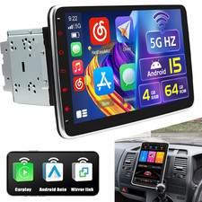 2DIN Android 15 Car Stereo 10.1" Rotatable Screen HeadUnit GPS Sat Radio CarPlay