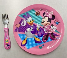 Disney Minnie Mouse Daisy Duck Kids 8  Plate  Fork Zak Designs PBA Free New