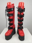 Widow Trinity Red Spiked Platform Wedge Boots Goth Punk Cyber US 8M UK 6 EU 39