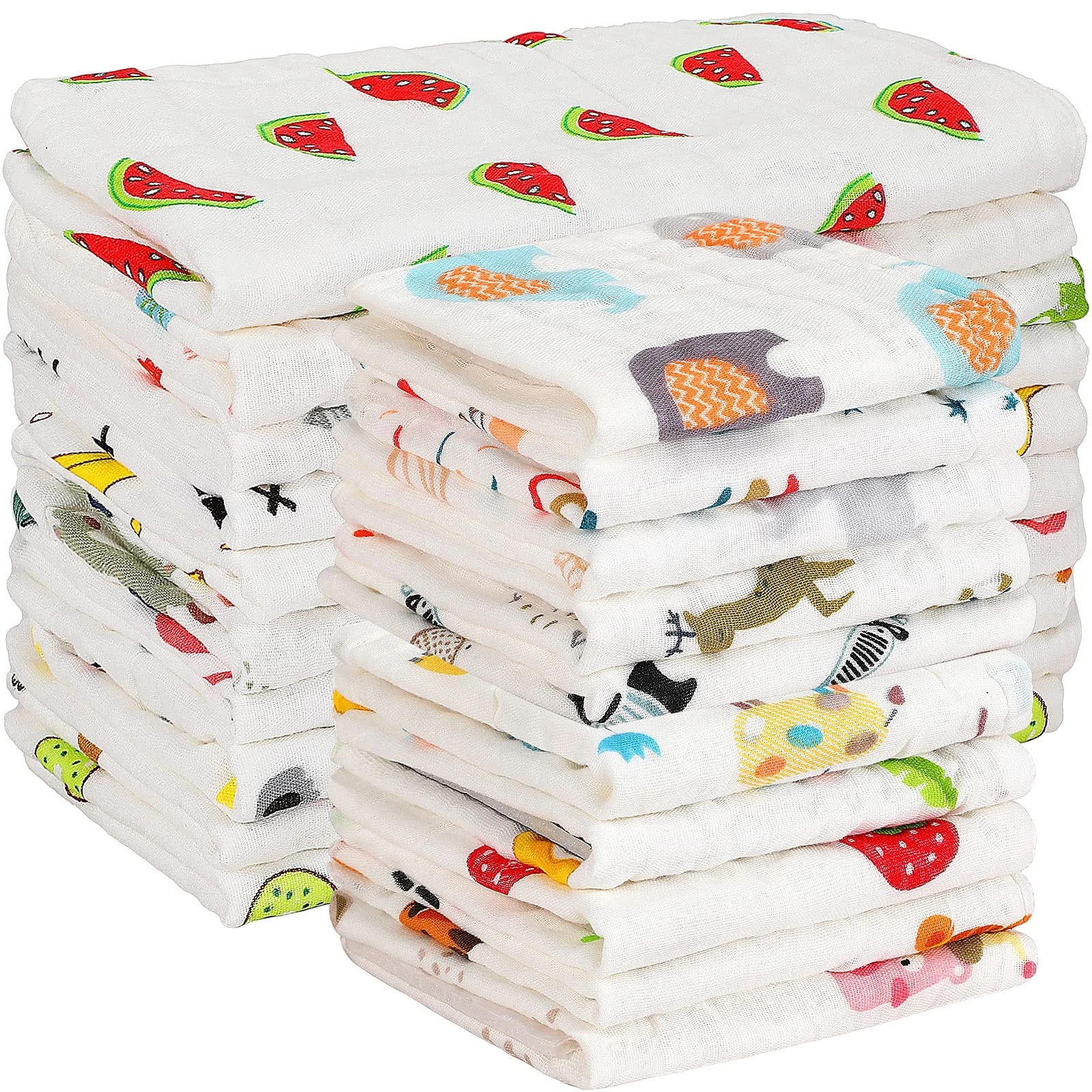 20 Pack Muslin Baby Burp Cloths Washcloths Set Large 20 x 10 Inches and 10 x ...
