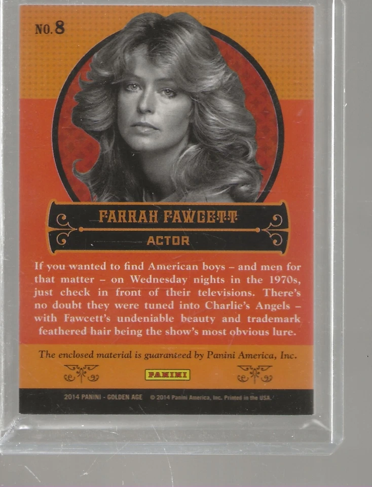 FARRAH FAWCETT WORN RELIC MEMORABILIA CARD #8 2014 GOLDEN AGE CHARLIE'S ANGELS - Image 2 of 2