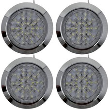 Universal Interior Reading Led Light Round 30 Ceiling Dome Chrome Bezel Housing
