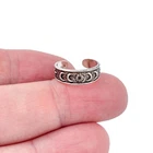 Vintage Sterling Silver 925 Crescent Moon Sun Adjustable Open Back Toe Ring