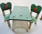 Vintage Dolls’ Painted Wood Table + 2 Chairs (not dollhouse size) for Tea Party — photo 1