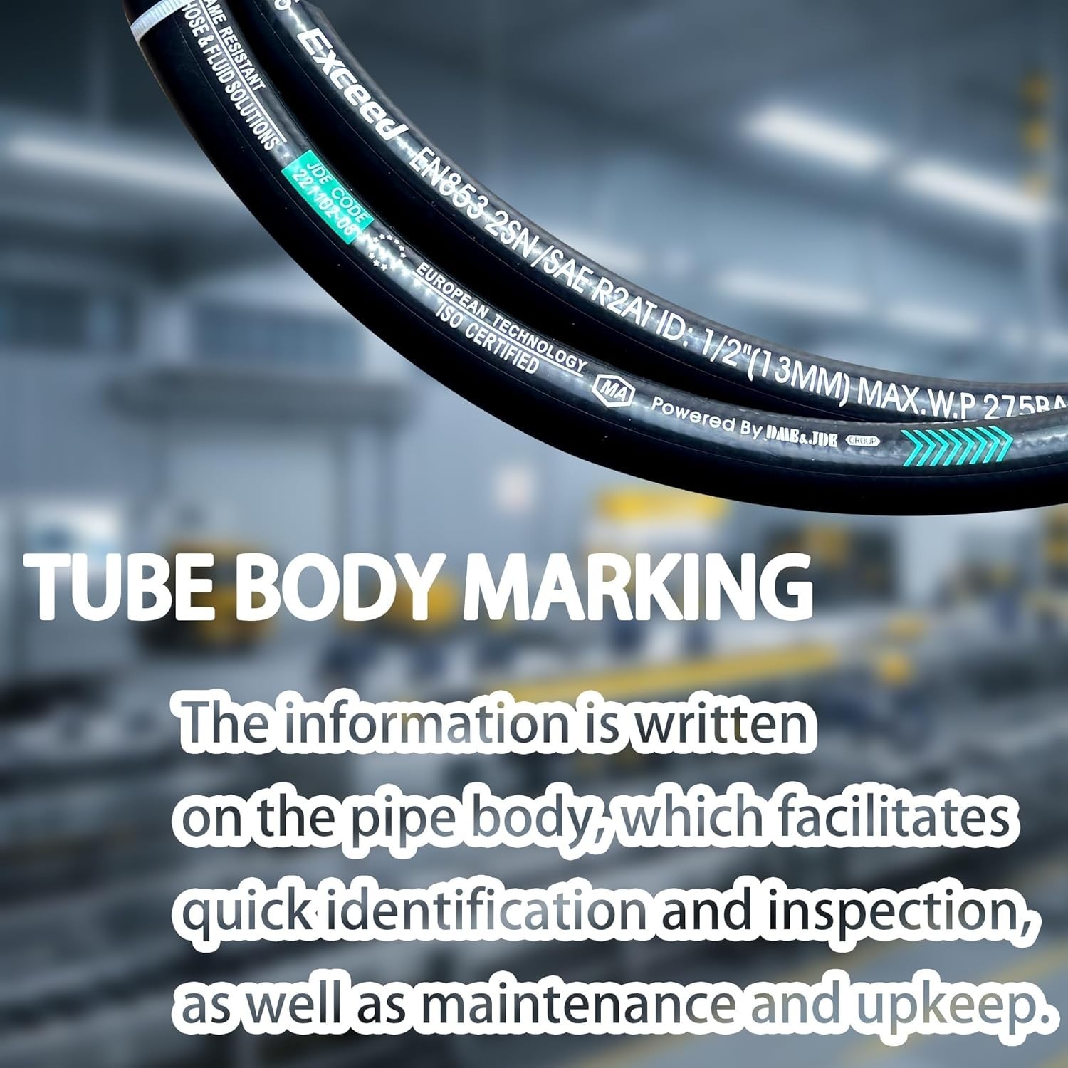 Haichy 26711 Hydraulic Hose Swivel (3/8", 96", 4785 PSI, Female JIC×2)