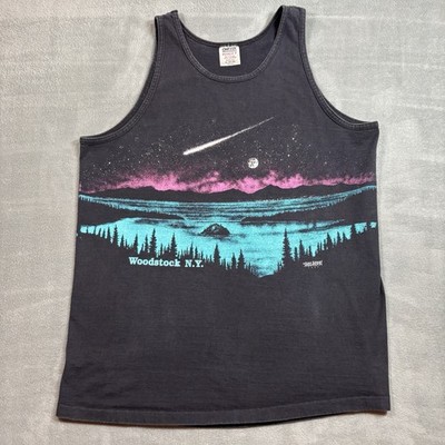 Vtg Oneita Power-T San Segal Woodstock NY Nature Tank Top Men's XL 1989 USA Made