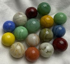 Lot Of 16 Champion Agate Swirl Marbles .54  To .64  NM To NM  