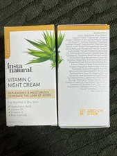 (2) ~NEW ~INSTA NATURAL VITAMIN C NIGHT CREAM ~NORMAL 2 DRY SKIN / 1.7oz/50ml