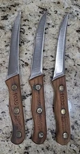 Lot of 3 Chicago Cutlery Steak Knives. Wooden Riveted Handle 8 In 103S Vintage