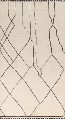 Tribal Handmade Wool Moroccan Oriental Area Rug 6x10 Living Room Ivory Carpet