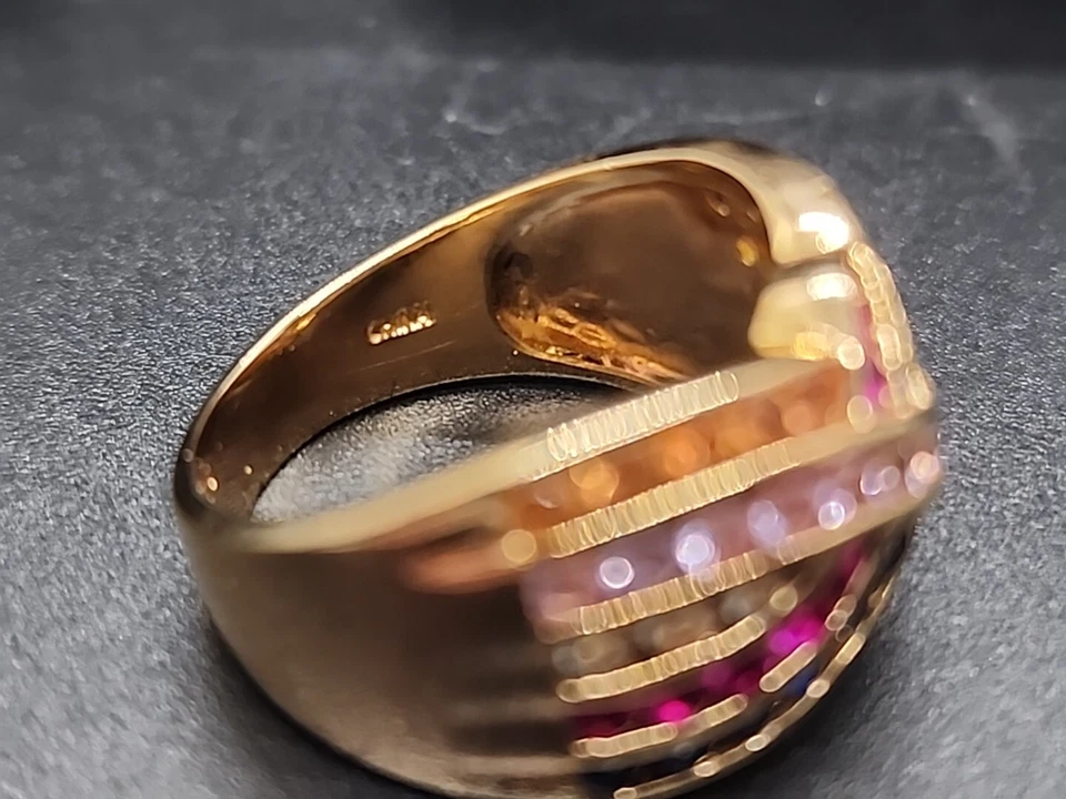 Nuevo en caja Technibond oro amarillo 14k más de 925 piedras preciosas multicolores conjunto anillo/pendientes Foto 4 de 4