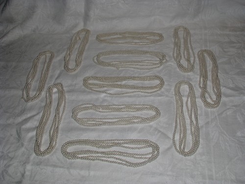 Eleven Strands of Faux White Pearls 4mm, 60" Each Strand