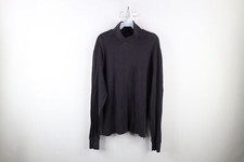 Vtg 90s Streetwear Mens XL Faded Blank Long Sleeve Turtleneck T-Shirt Black USA