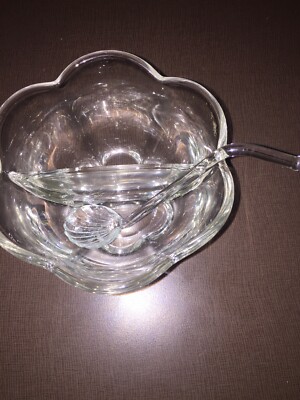 Crystal  2 Part Divided Dish With Glass Spoon