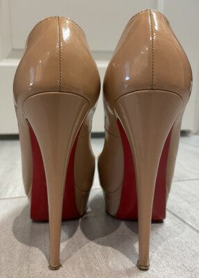Christian Louboutin Lady Peep Patent Leather Nude Peep Toe High