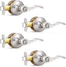 4PK Probrico Interior Privacy Door Knob Lever Keyless Locking Reversible Handles