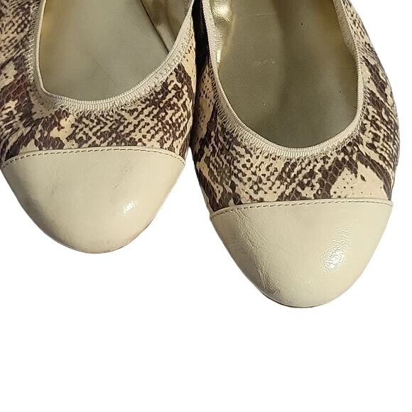 Enzo Angiolini Snake Print Beige & Brown Ballet Flats Size 7,5 Leather Upper - Image 3 of 4
