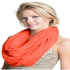 Orange Mobius Infinity Scarf Snood Circular Tube Shawl Eternity Pashmina **NEW**