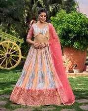 Designer Collection Chinon Silk Lehenga Choli With Dupatta For Wedding