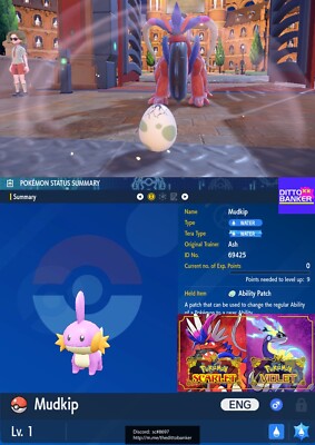 Pokemon Scarlet/Violet  SHINY MUDKIP EGG 6IV Adamant Hatch Your Egg   Tradę 