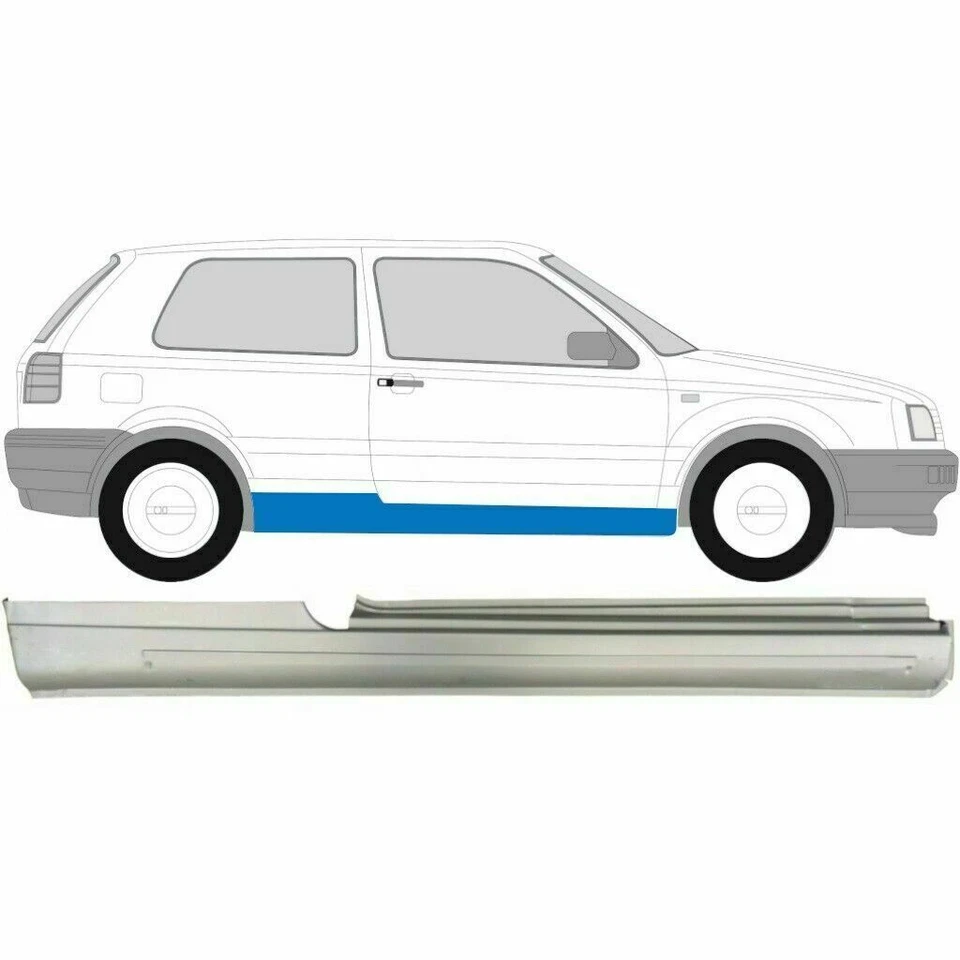 VOLKSWAGEN GOLF 3 1991-1998 3 Portes Marchepied Tôle de Réparation / Paire - Photo 3/4