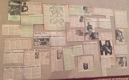LOT: Marvin Hagler 238 Newspaper Clippings vs - Leonard, Hearns, Duran, etc. - Picture 6 of 7