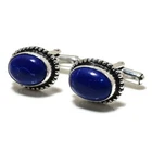 Lapis Lazuli Gemstone 925 Silver Handmade Cufflinks
