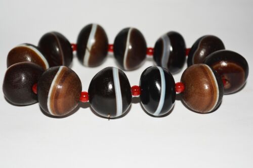 tibetan old ancient medicine dzi bead bracelet medical gzi mala prayer beads A9