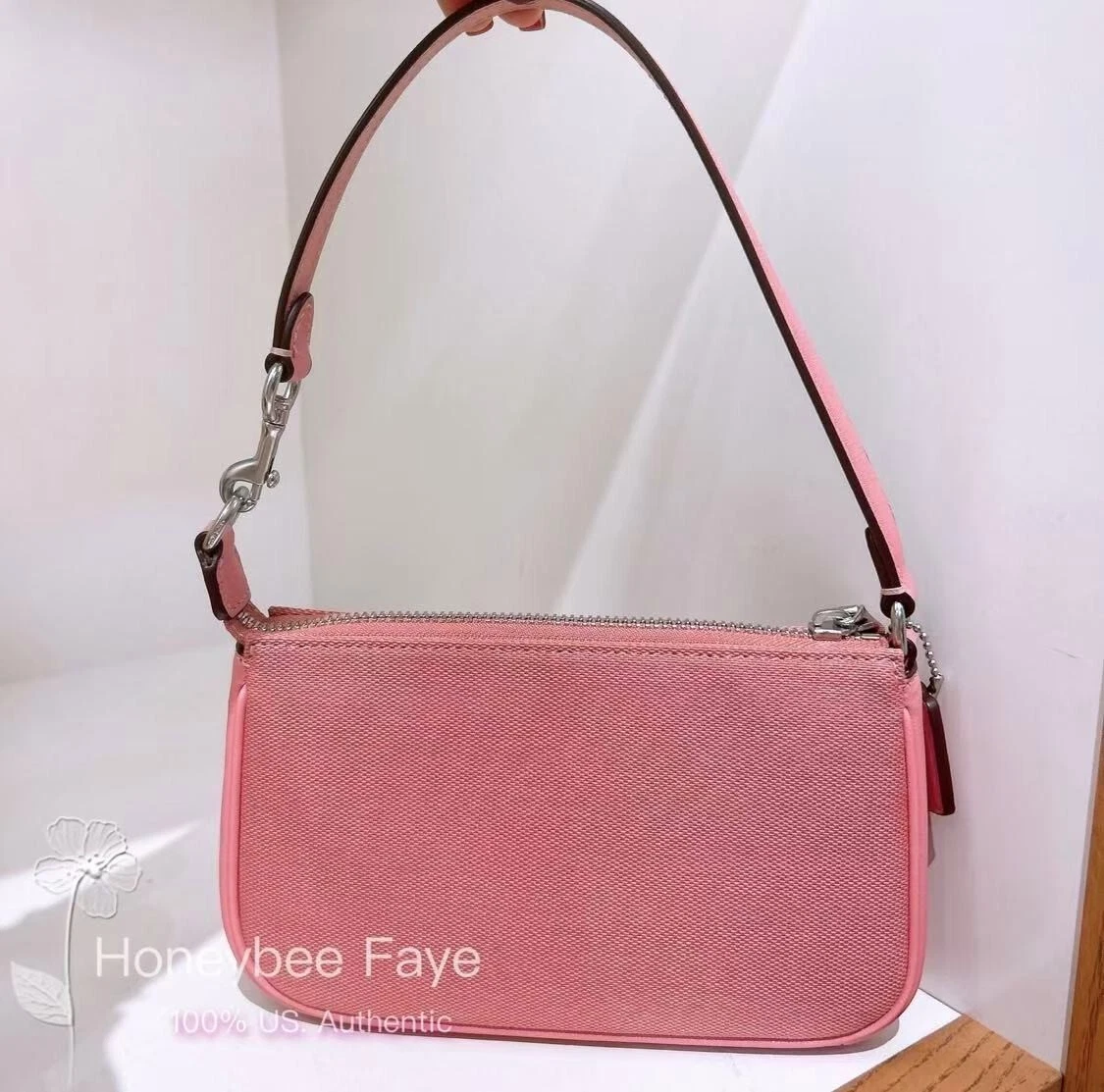 Coach Nolita 19 CU002 Jacquard Rosa più catena di perle estesa nuova con etichetta