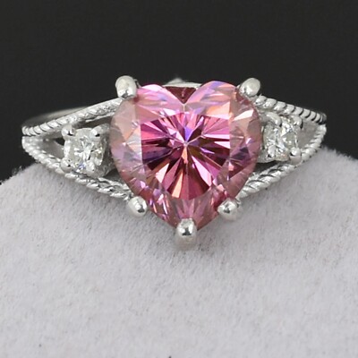 Certified 4.00 Ct Certified Pink Treated Diamond Solitaire Ring In 925 Silver