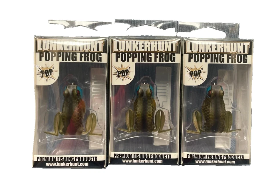 Lot 3 x Lunkerhunt Popping Frog Lure 1.75" Blue Gill 1/4 oz Topwater Weedless - Image 3 of 4