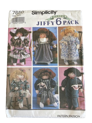 7650 Simplicity Abbie's Jiffy 6 Pack 22" Doll and Clothes Sewing Pattern Uncut