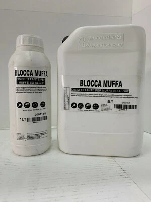 BLOCCA MUFFA SANIFICANTE DISINFETTANTE PER ALGHE E MUFFE CONF. da 1 e 5 litri