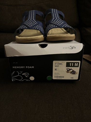 East 5th Izabel Navy Woman’s Memory Foam Sandals- Size 11 Medium - Picture 9 of 9