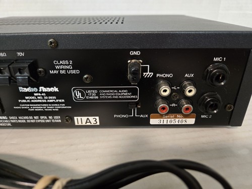 Radio Shack MPA-45 Amplifier 35W P.A. 32-2035 HI-FI Tested FREE SHIPPING - Picture 8 of 16